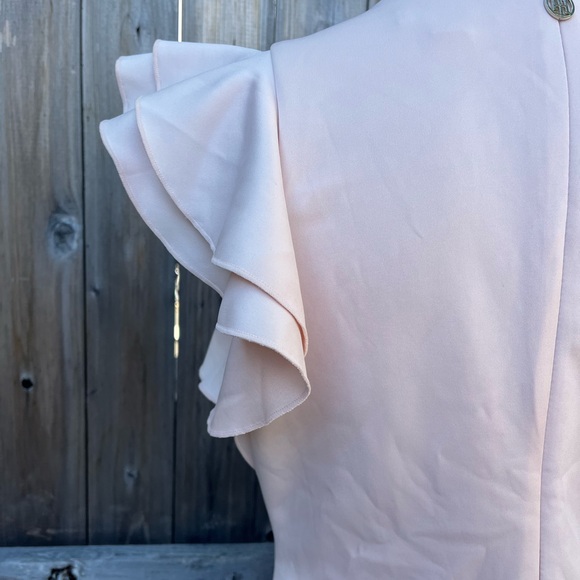 Tommy Hilfiger Blush Pink Scuba Sheath Dress with Flutter Sleeves - Picture 8 of 12